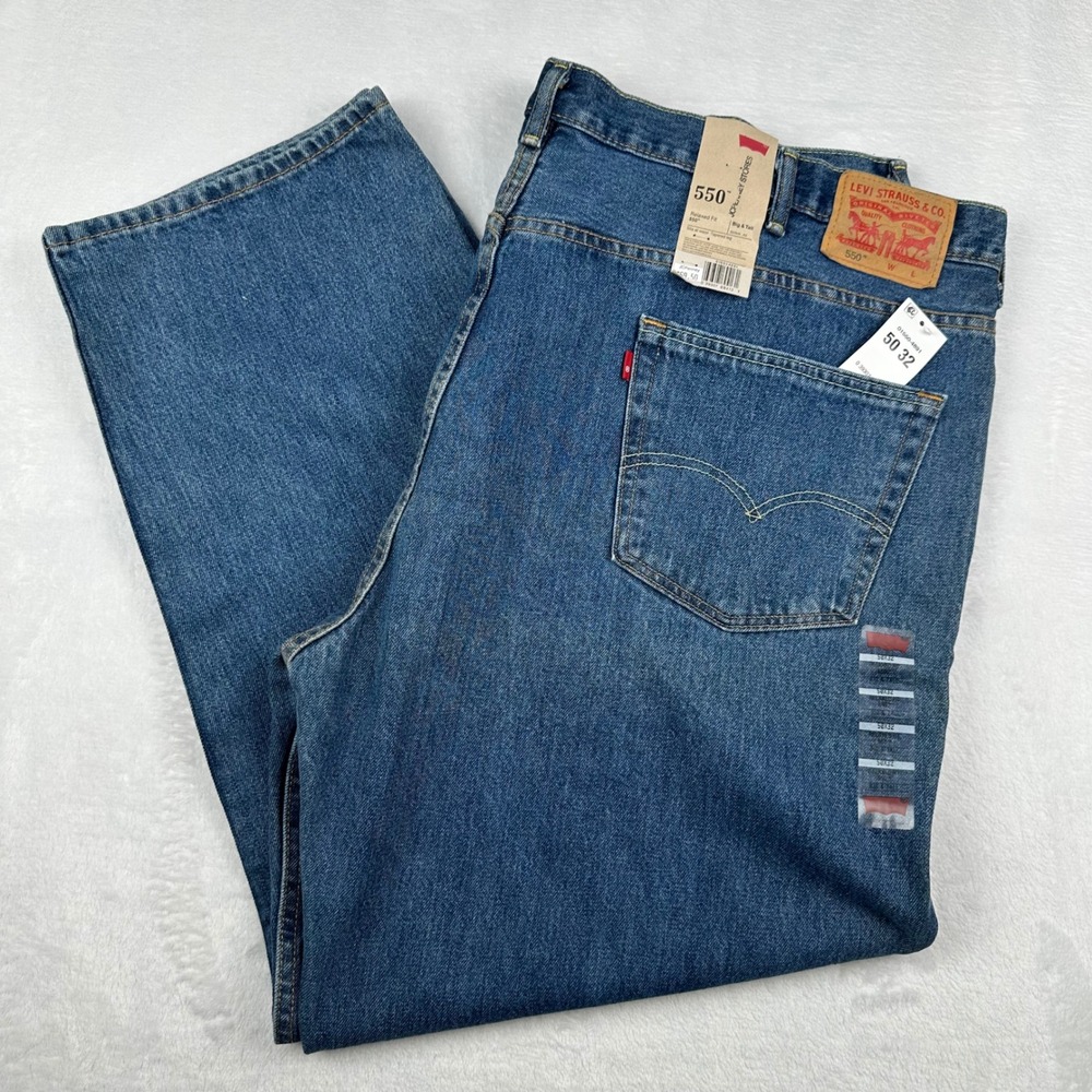 Levis 550 Relaxed Fit Big & Tall 50x 32 Men's Blue Jeans Tapered - New with Tags